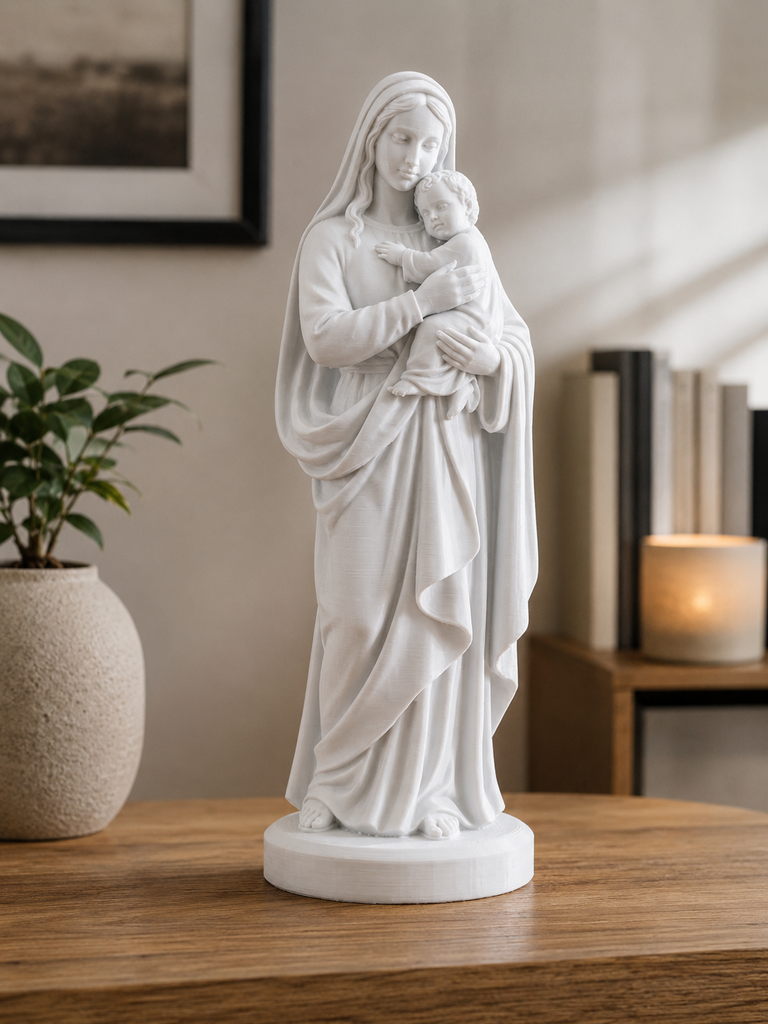 Statua Madonna Vergine Maria con Bambino Gesù 30cm