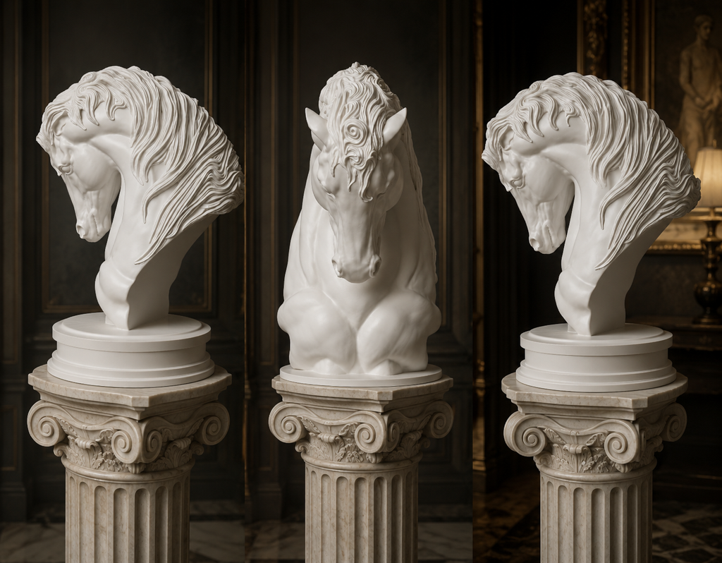 Statua Busto Cavallo 24cm bianco